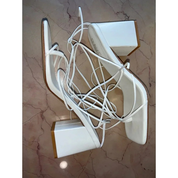 RAYE Reeves Heels in White Leather 7.5 with box Womens Sandals - Picture 6 of 11